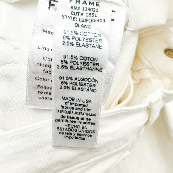 Frame Le Skinny De Jeanne Blanc Flared White Denim Jeans LSJFLRE403 Size 29 - Picture 8 of 9